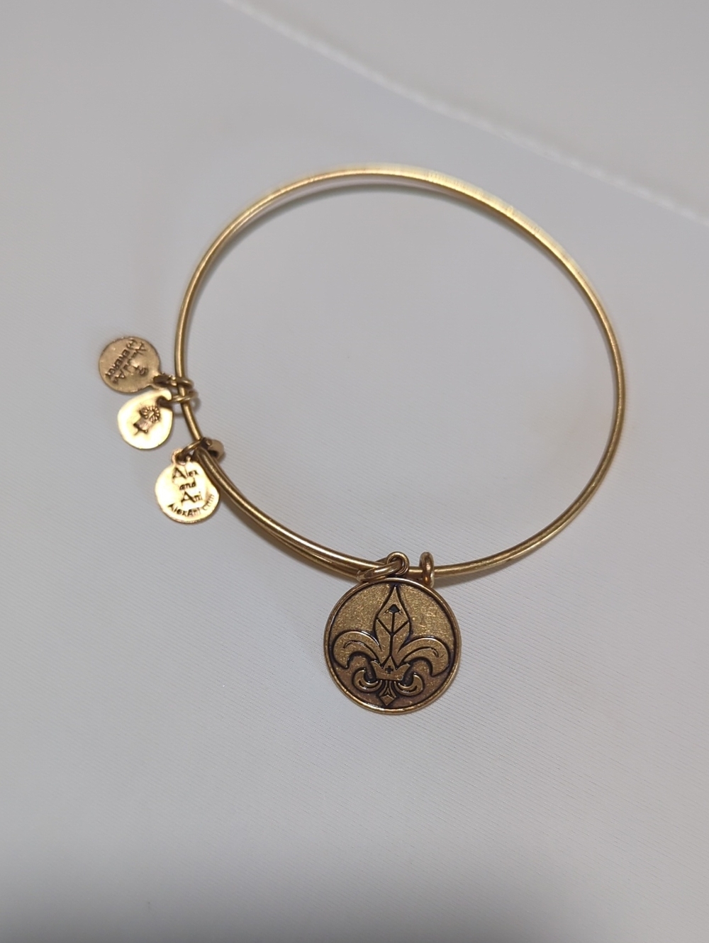 Alex and Ani Gold Fleur-de-Lis Charm Expandable Bangle Bracelet